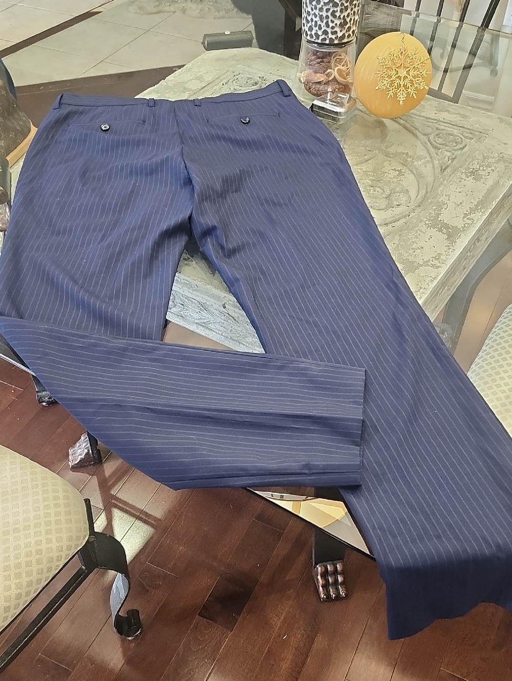 Banana Republic Mens Wool Navy Pinstripe Dress Pants 34x33